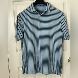 GenTeal Men's Blue Striped Short Sleeve Golf Performance Polo Shirt Size Large